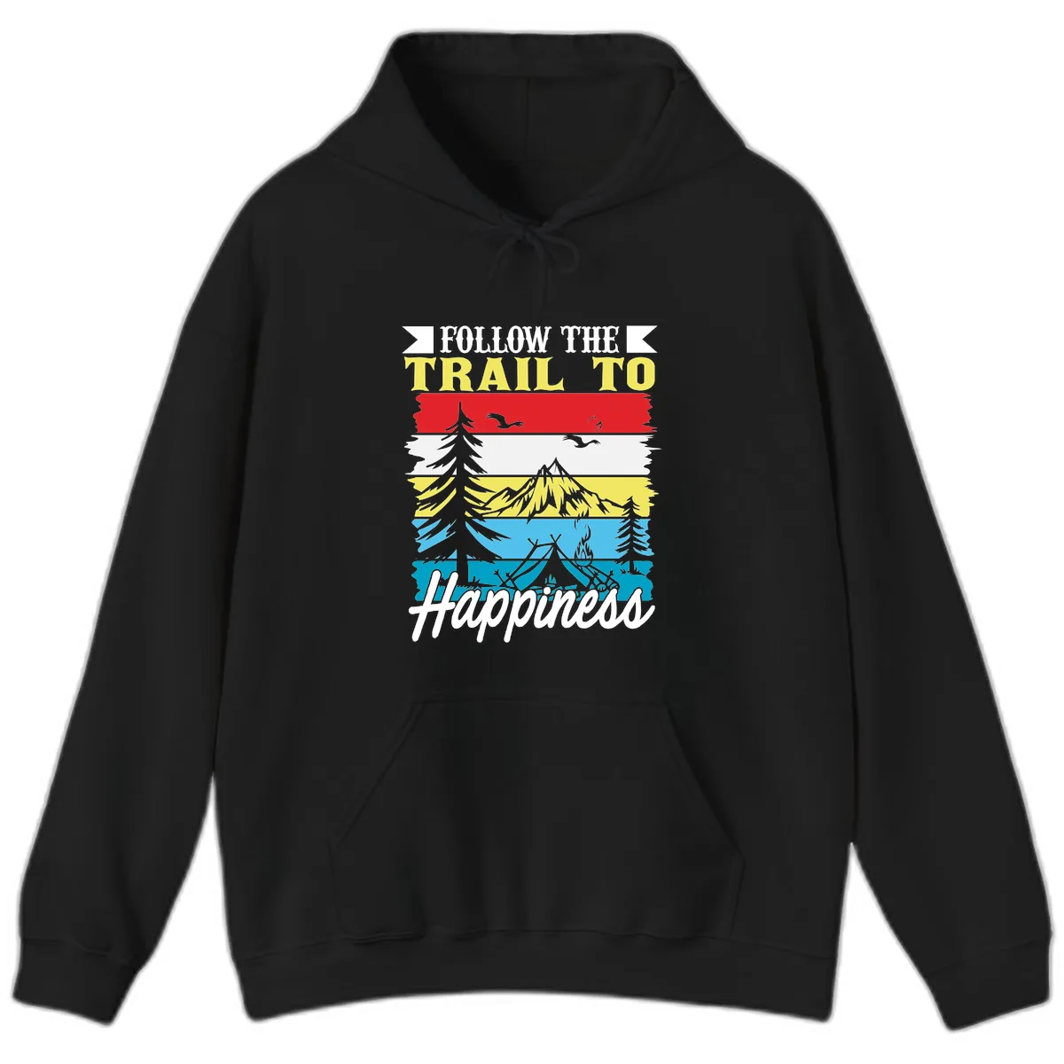 Follow The Trail To Happiness Hoodie in Black