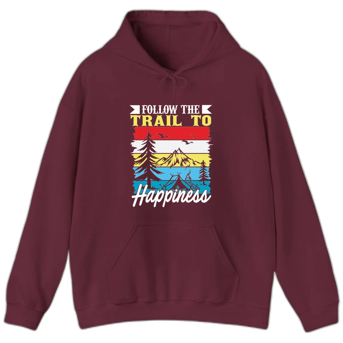 Follow The Trail To Happiness Hoodie in Maroon
