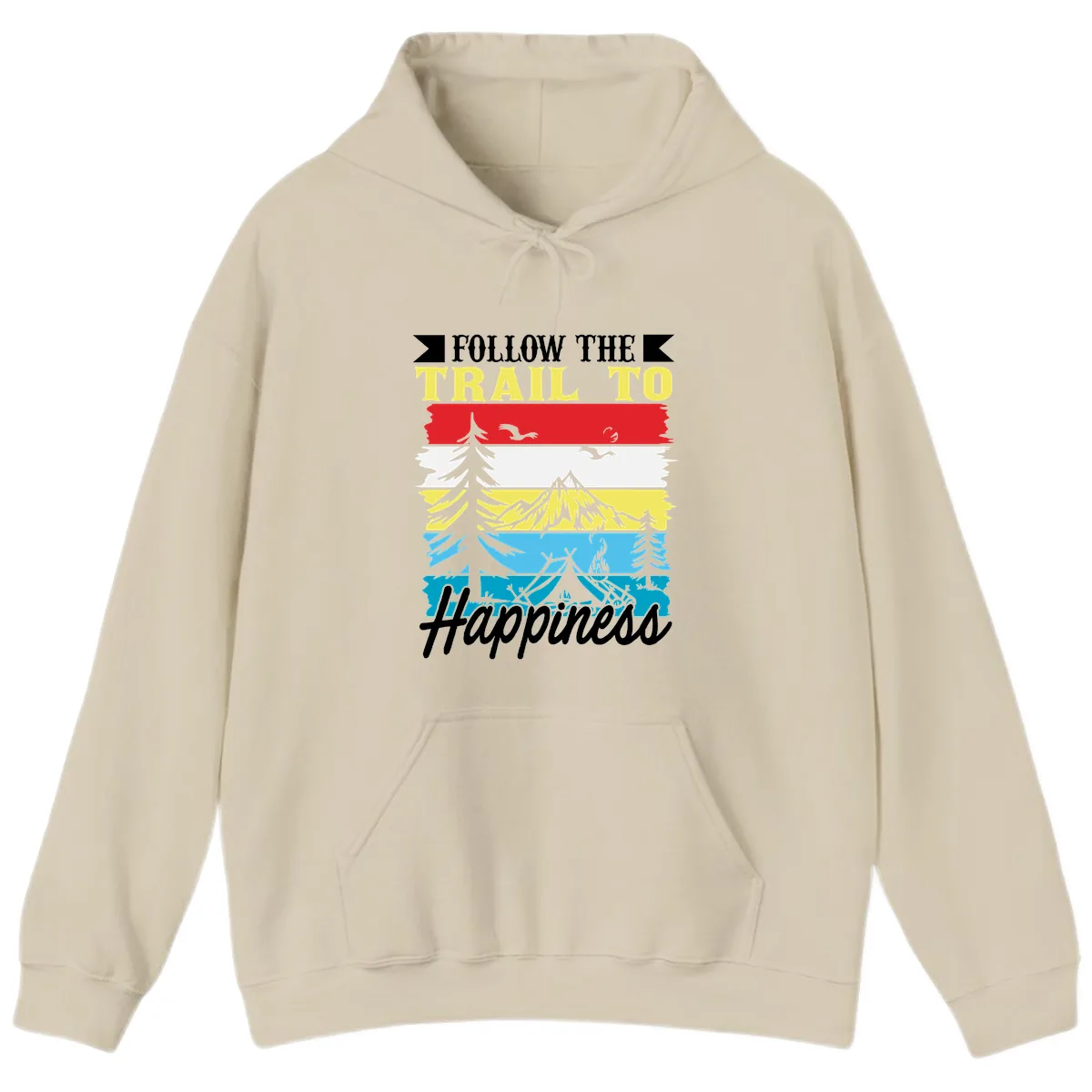 Follow The Trail To Happiness Hoodie in Sand