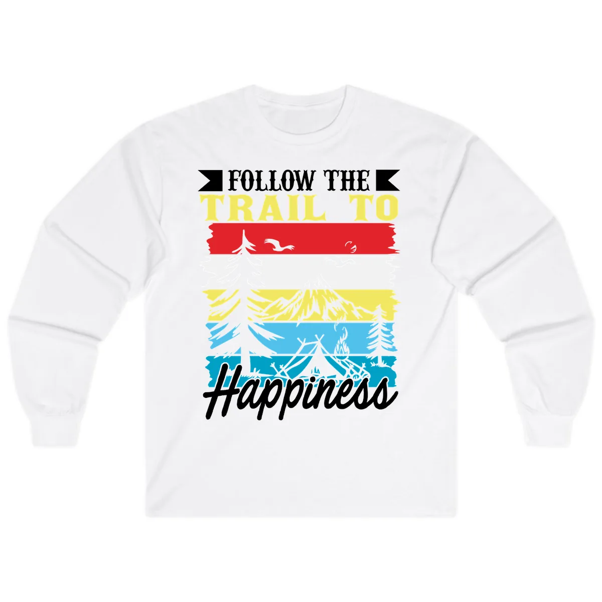 Follow The Trail To Happiness Long Sleeve in White
