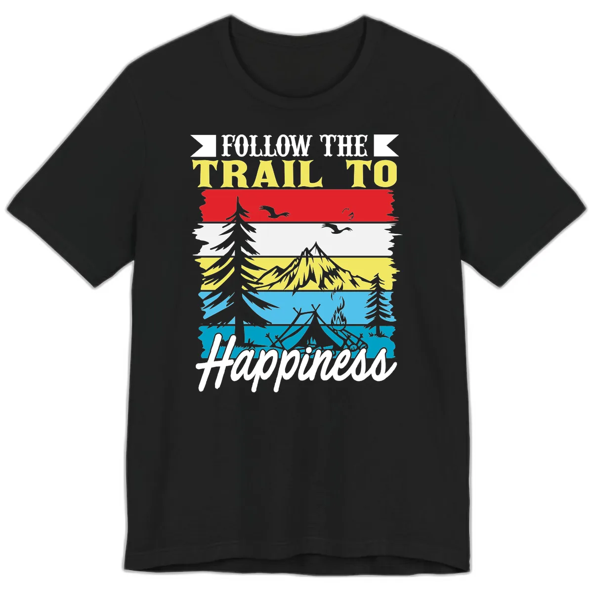 Follow The Trail To Happiness Premium T-Shirt in Black