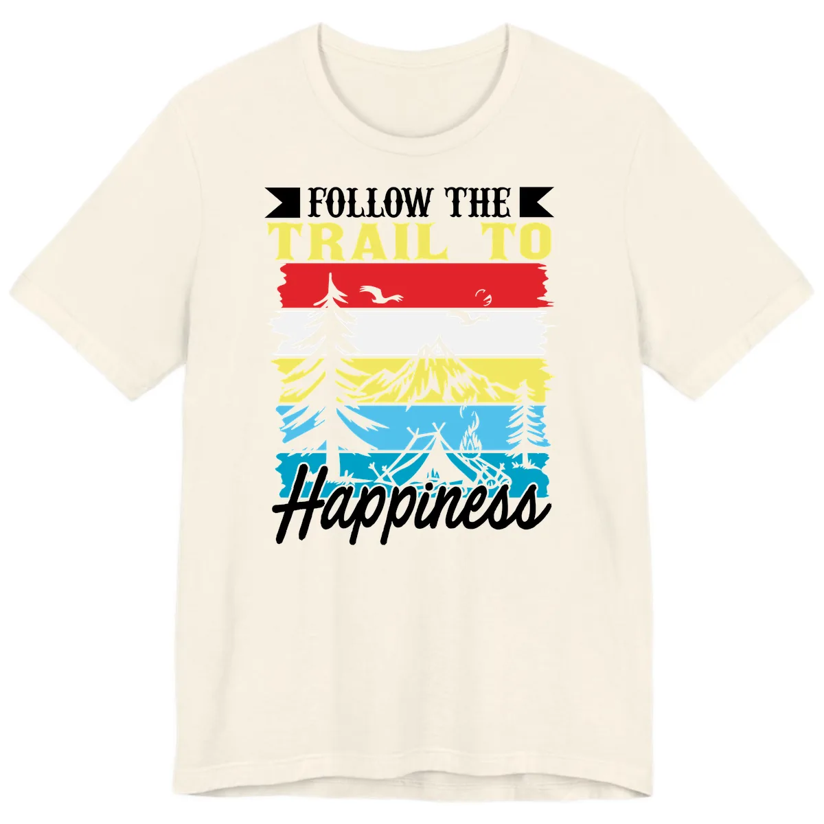 Follow The Trail To Happiness Premium T-Shirt in Natural