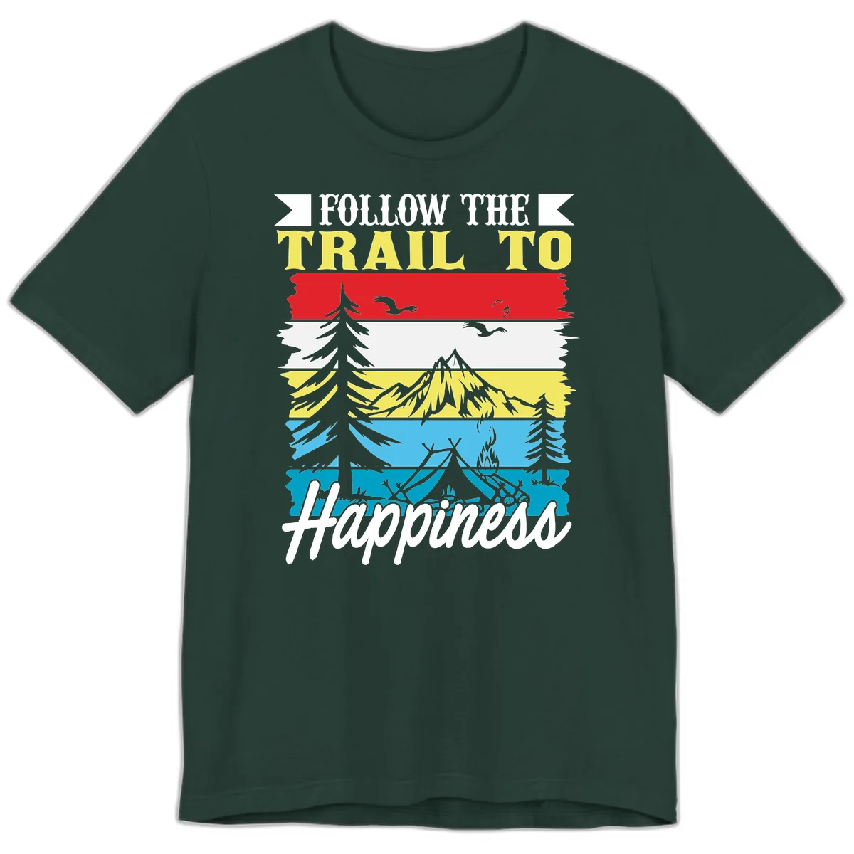 Follow The Trail To Happiness Premium T-Shirt in Forest