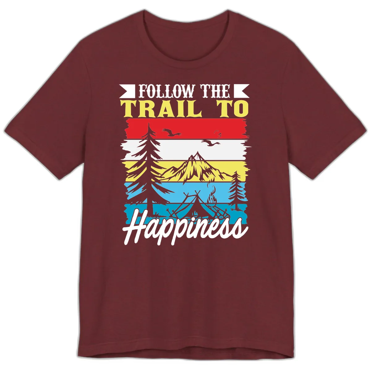 Follow The Trail To Happiness Premium T-Shirt in Heather Cardinal