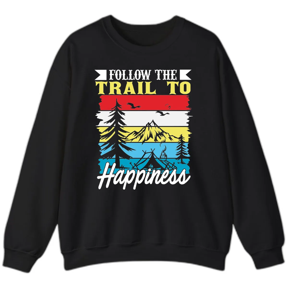 Follow The Trail To Happiness Sweatshirt in Black