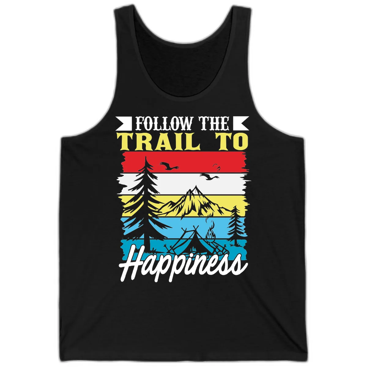 Follow The Trail To Happiness Tank in Black