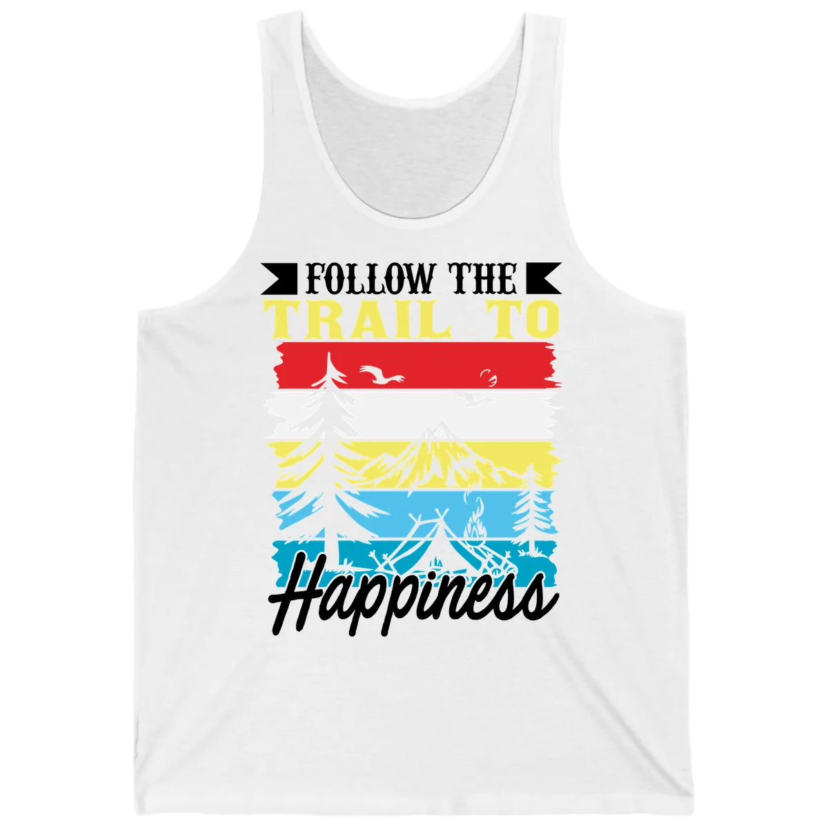 Follow The Trail To Happiness Tank in White