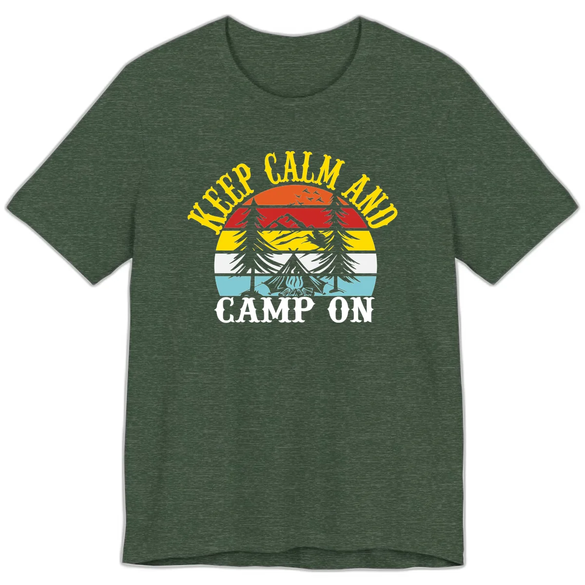 Keep Calm and Camp On Premium T-Shirt in Heather Forest