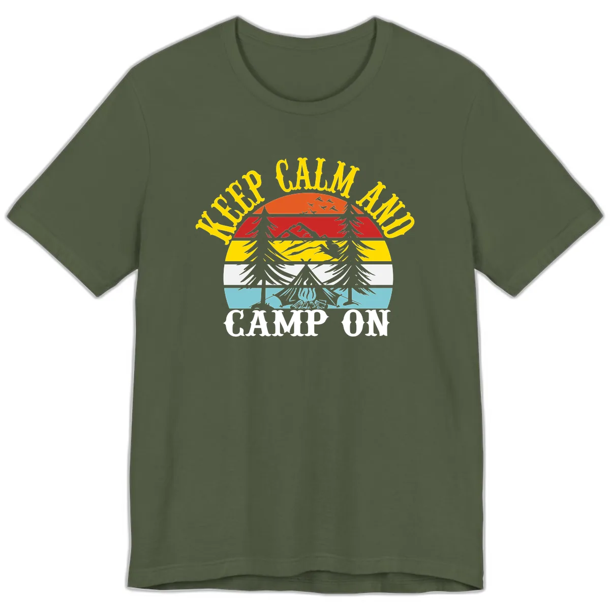 Keep Calm and Camp On Premium T-Shirt in Military Green