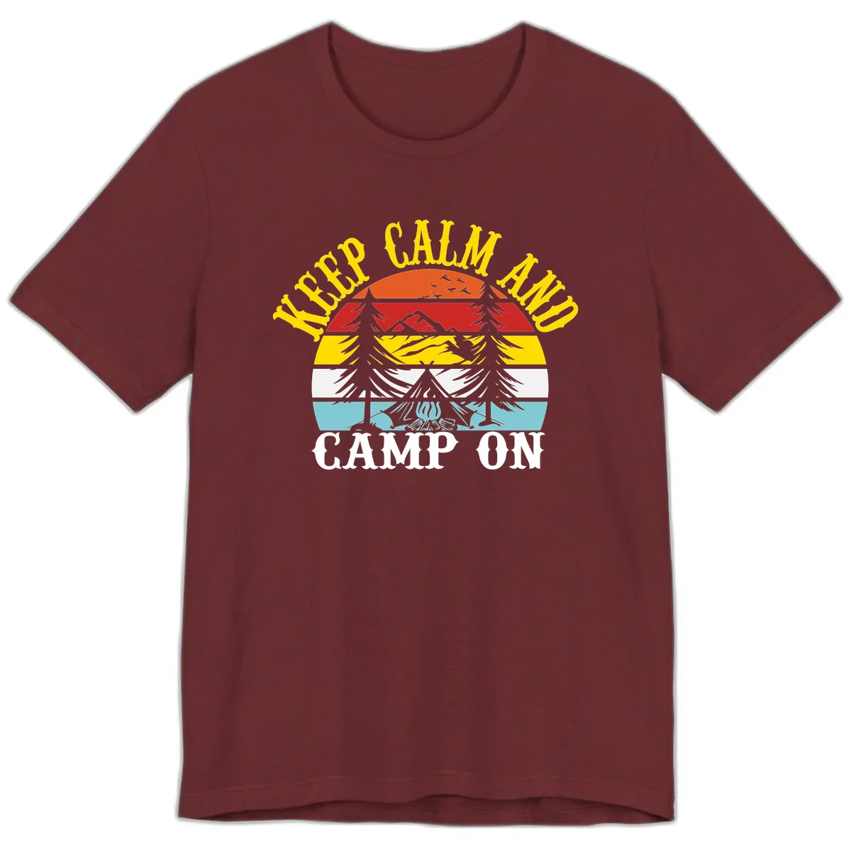 Keep Calm and Camp On Premium T-Shirt in Heather Cardinal