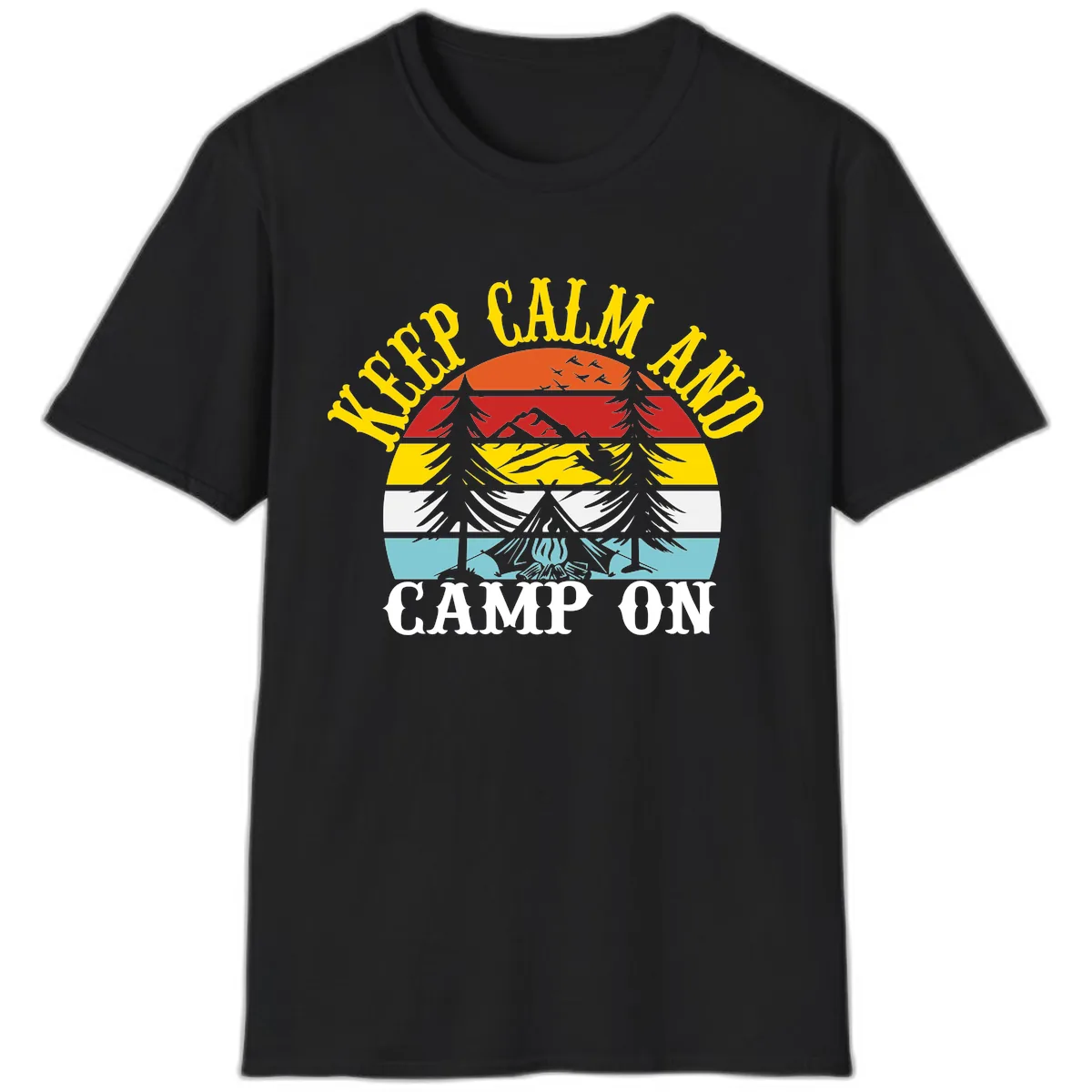 Keep Calm and Camp On T-Shirt in Black