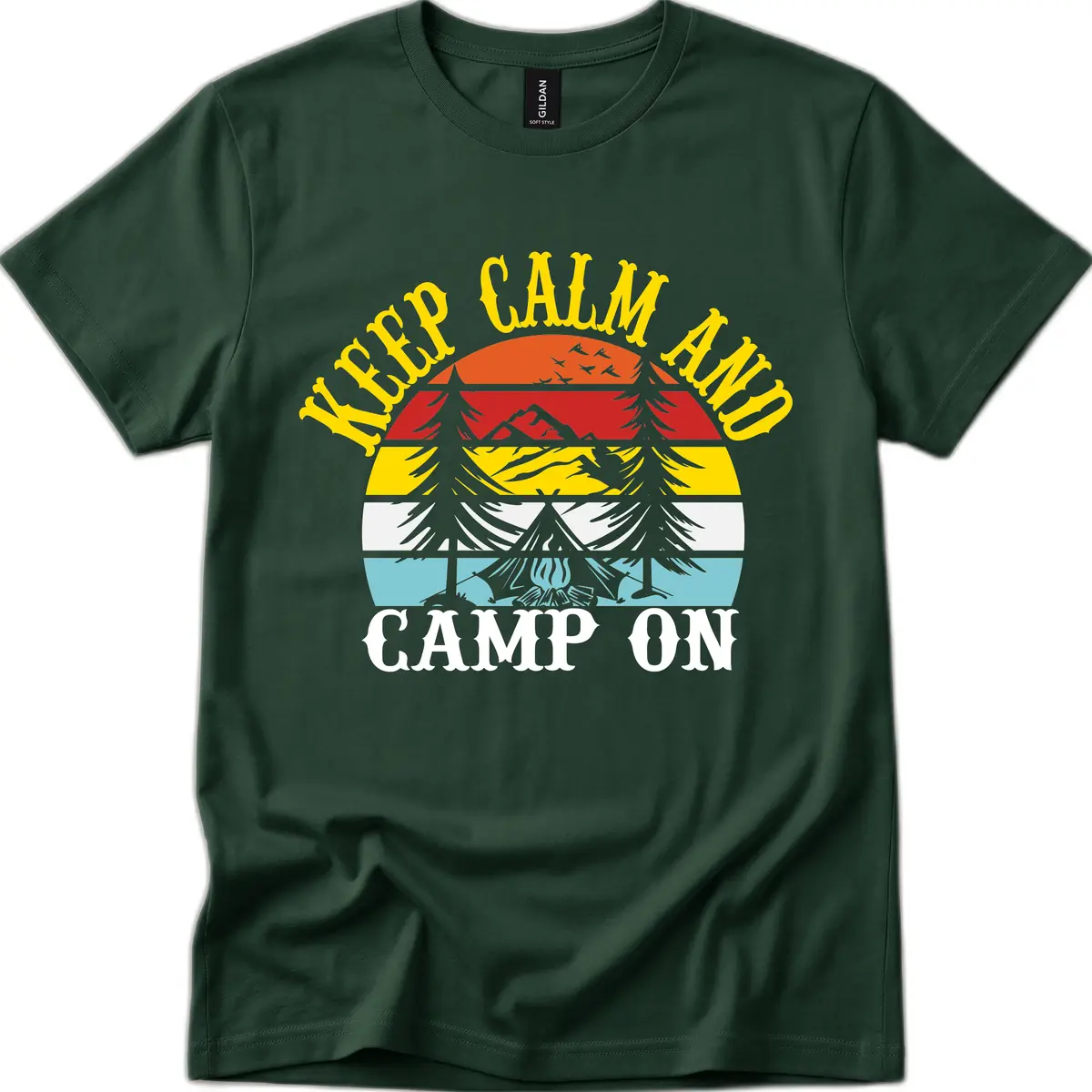 Keep Calm and Camp On T-Shirt in Forest Green