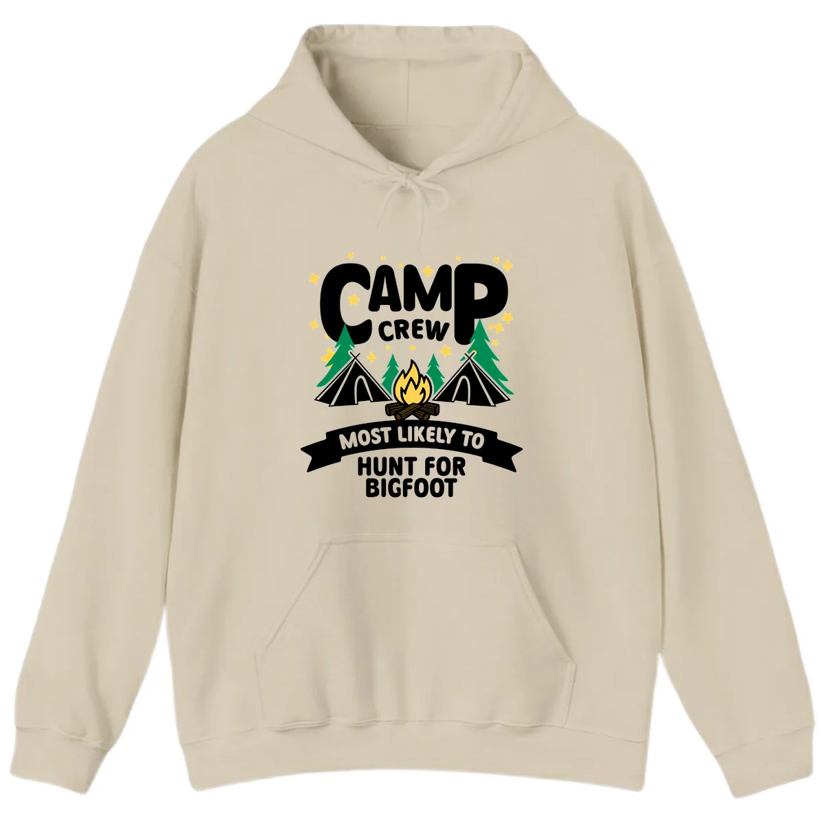Camp Crew Most Likely To Hunt For Bigfoot Hoodie in Sand