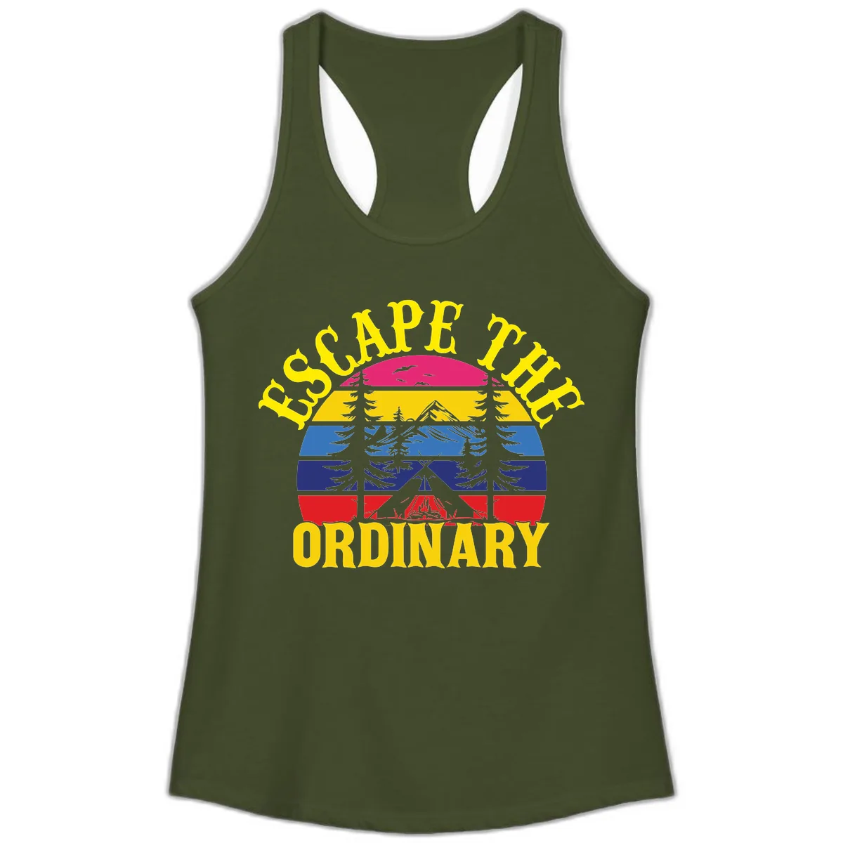 Safe Thru Ordinary Ladies Tank in Solid Military Green