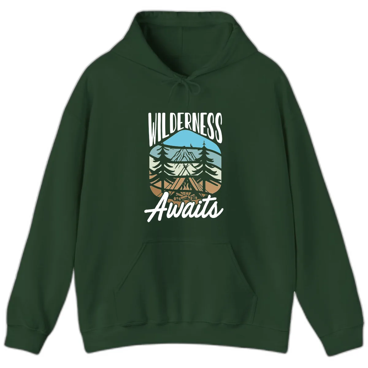 Wilderness Awaits Layered Nature Hoodie in Forest Green