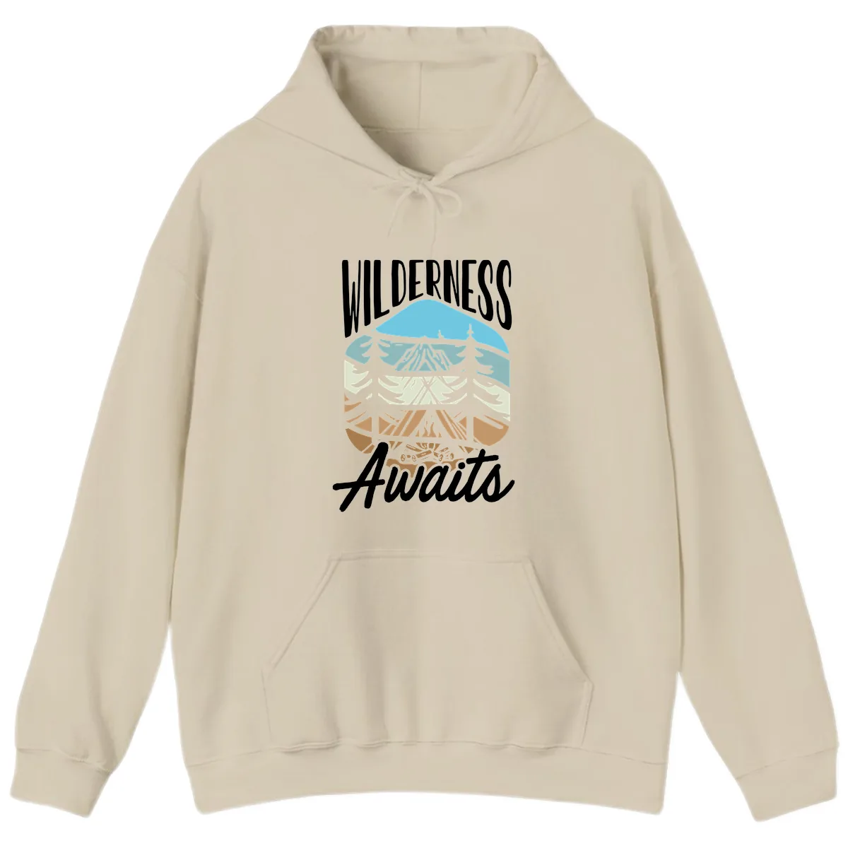 Wilderness Awaits Layered Nature Hoodie in Sand