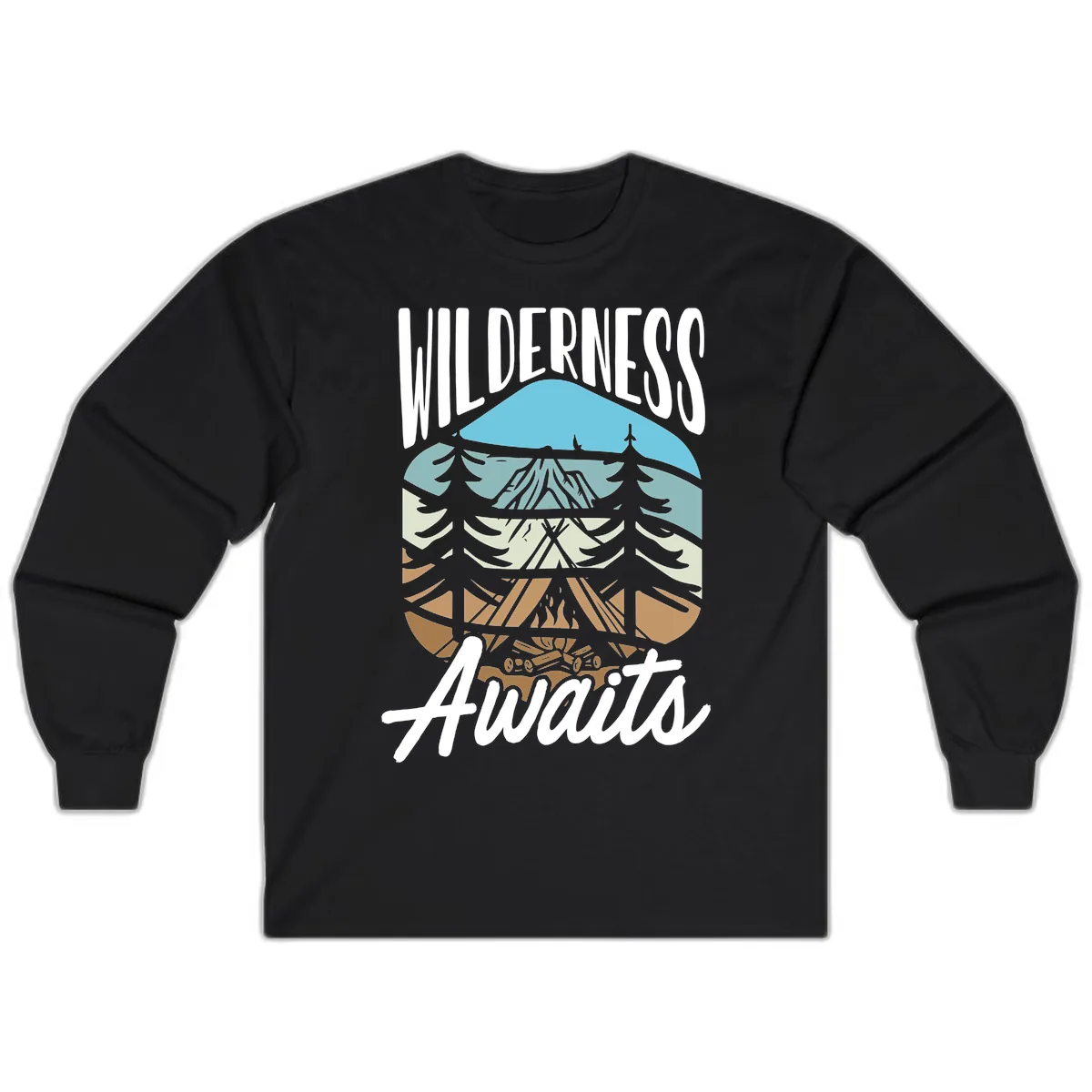 Wilderness Awaits Layered Nature Long Sleeve in Black