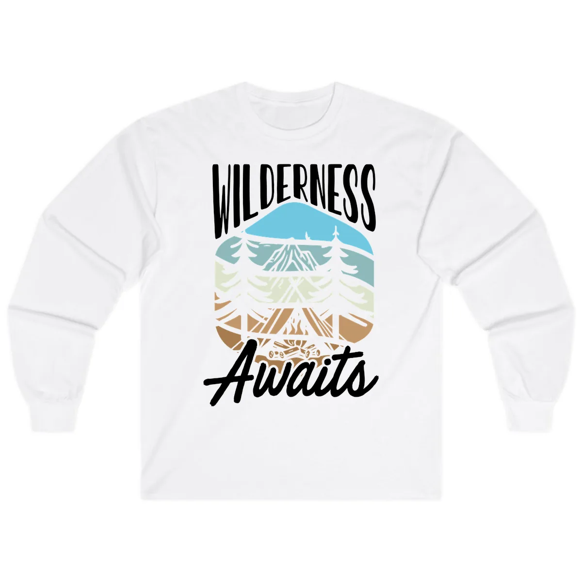 Wilderness Awaits Layered Nature Long Sleeve in White