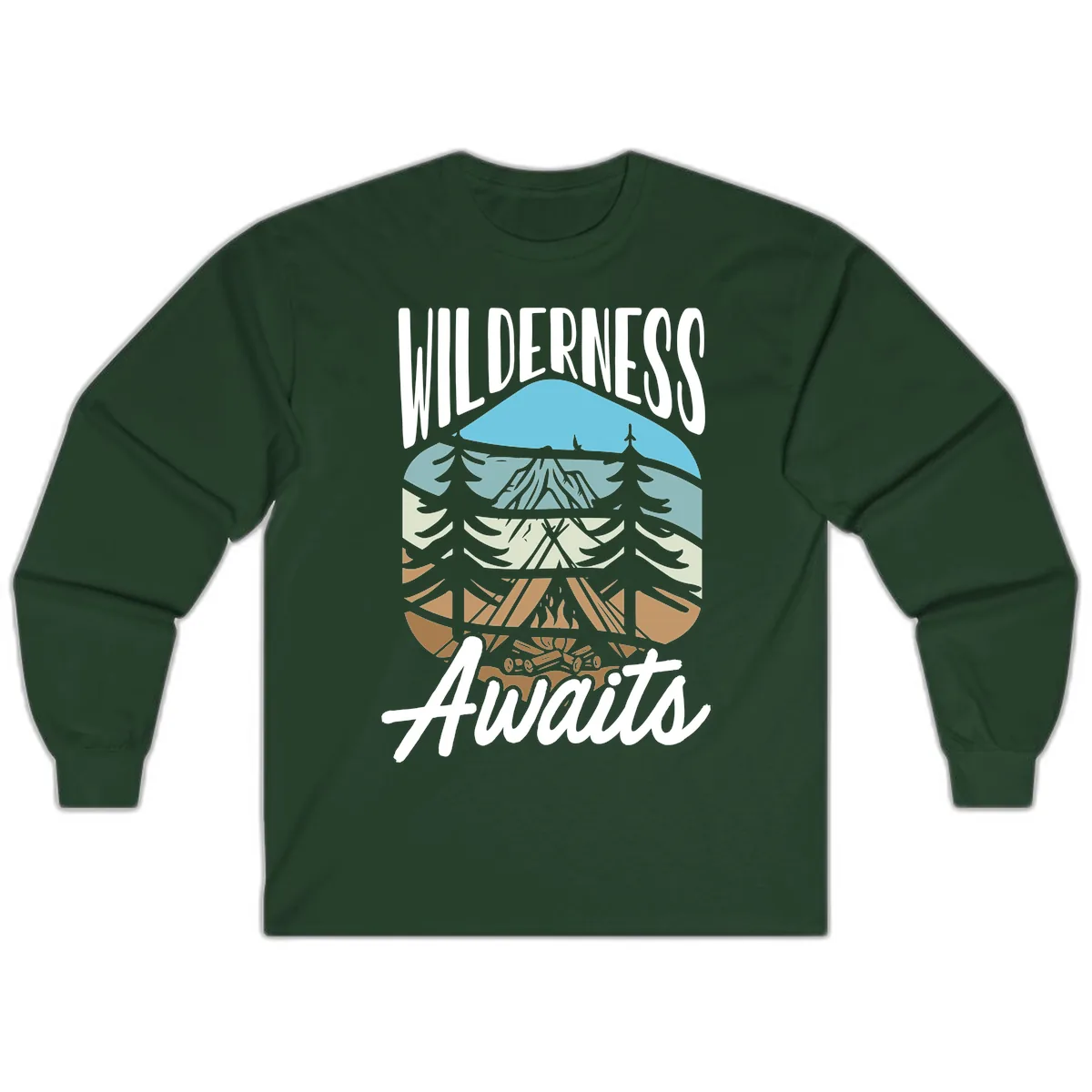 Wilderness Awaits Layered Nature Long Sleeve in Forest Green