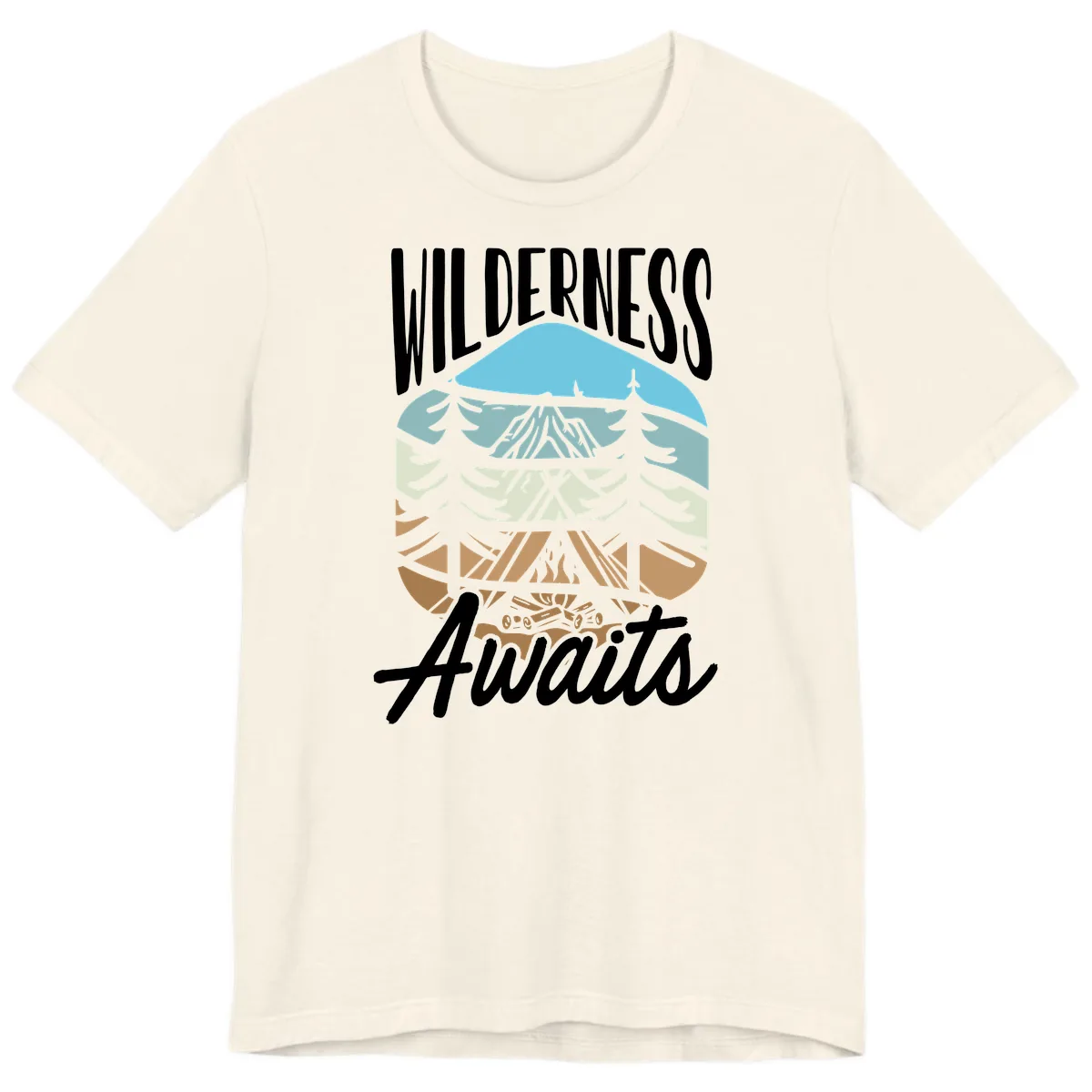 Wilderness Awaits Layered Nature Premium T-Shirt in Natural