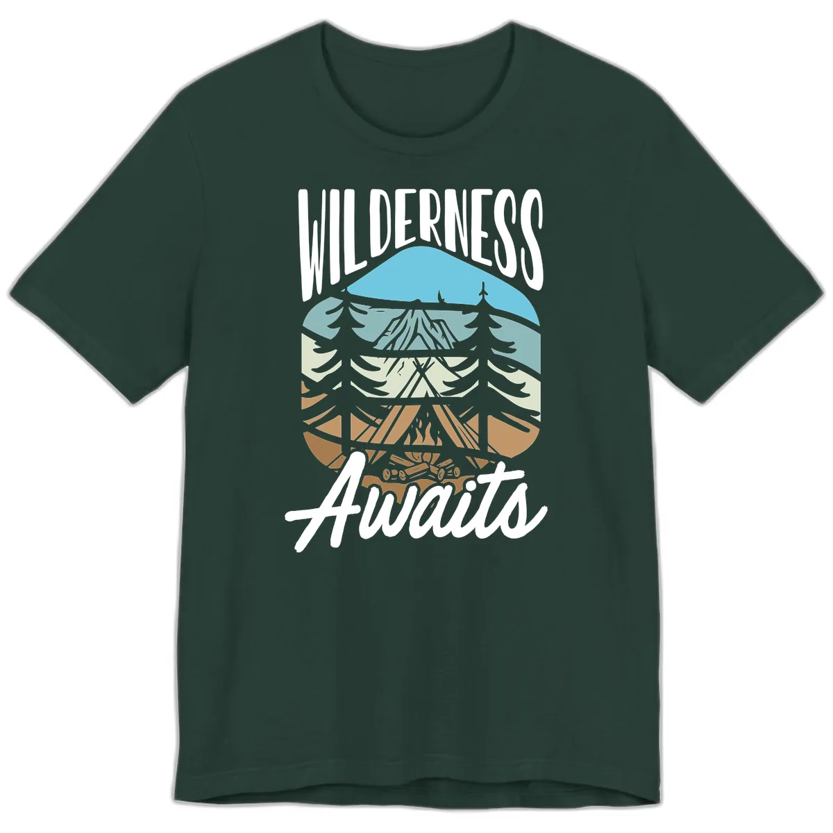 Wilderness Awaits Layered Nature Premium T-Shirt in Forest