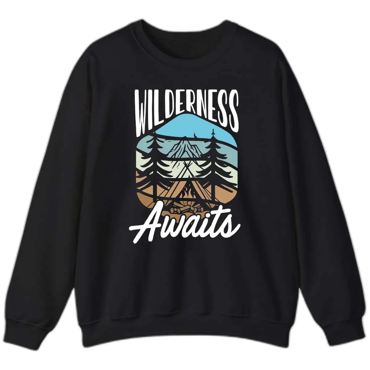 Wilderness Awaits Layered Nature Sweatshirt in Black