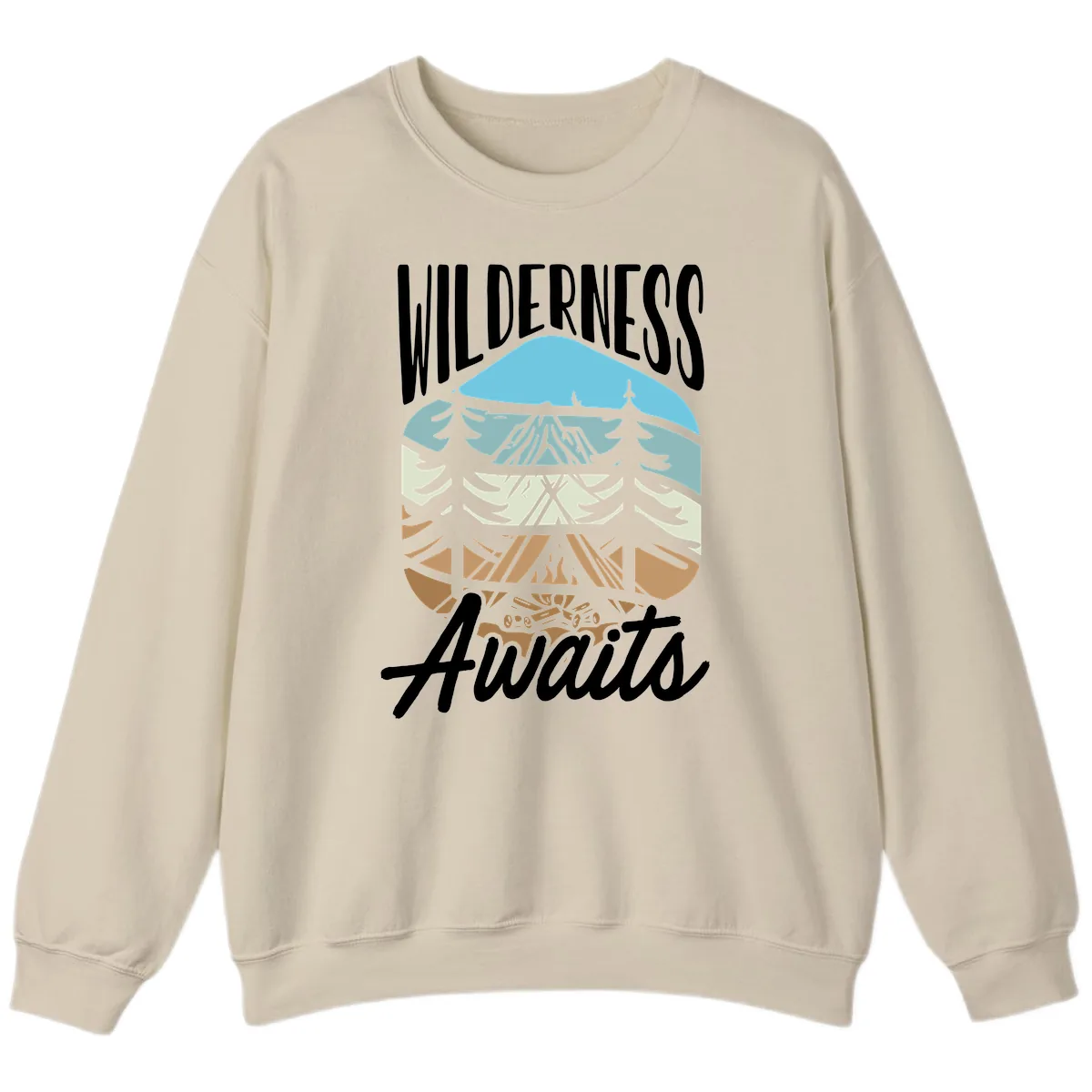 Wilderness Awaits Layered Nature Sweatshirt in Sand