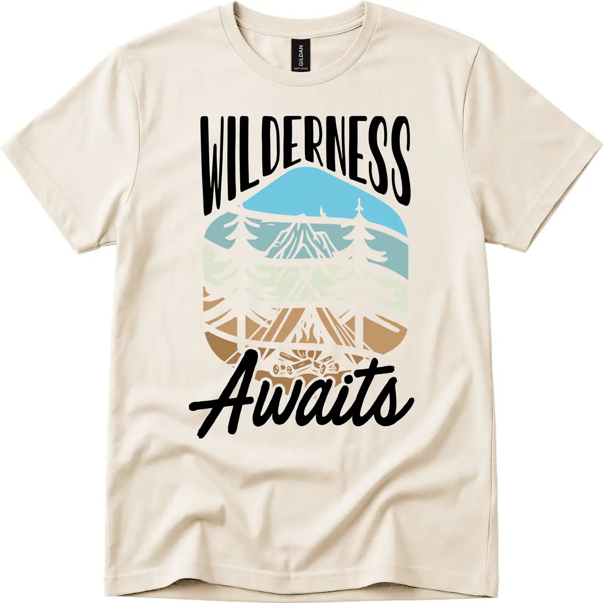 Wilderness Awaits Layered Nature T-Shirt in Natural