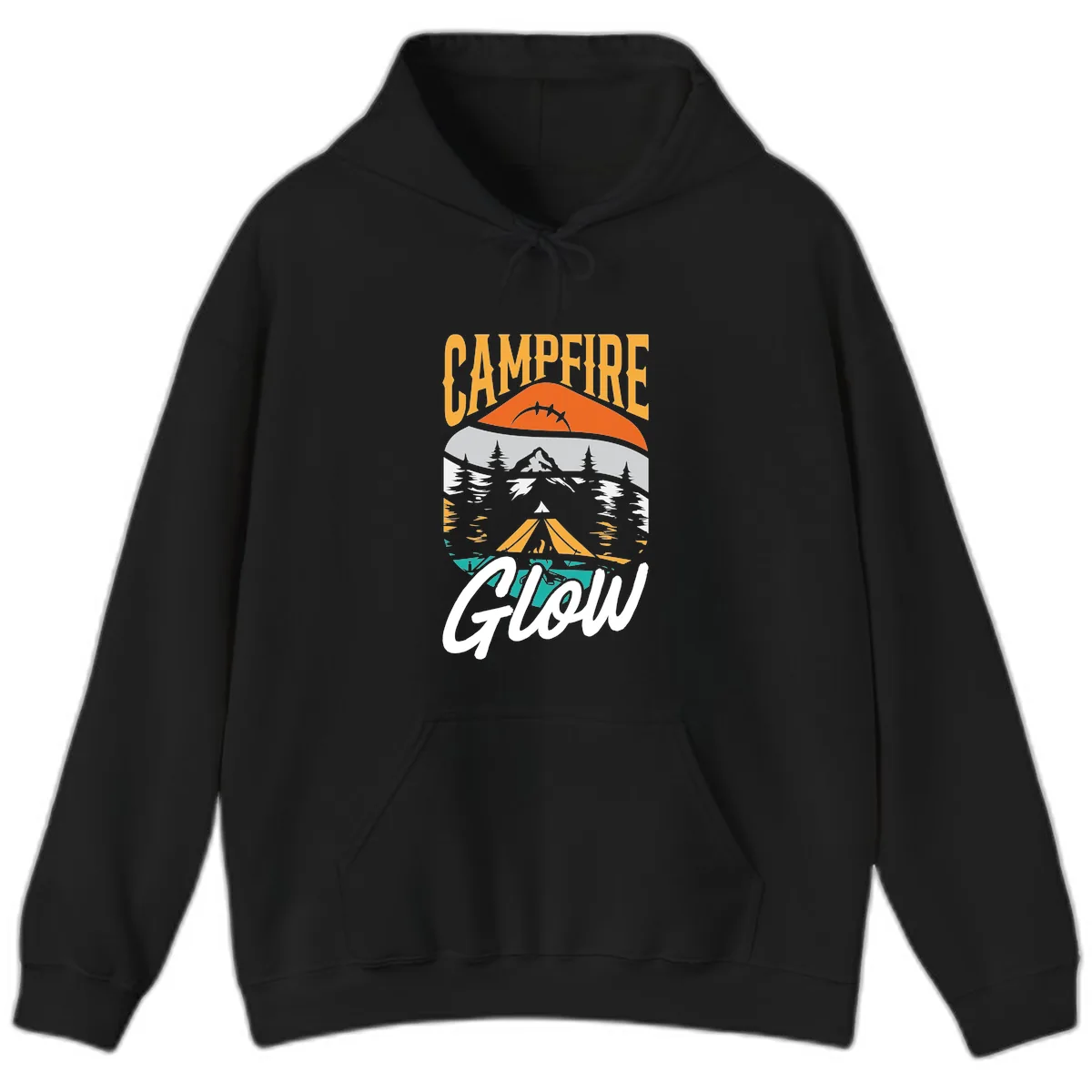 Campfire Glow Mountain Escape Hoodie in Black