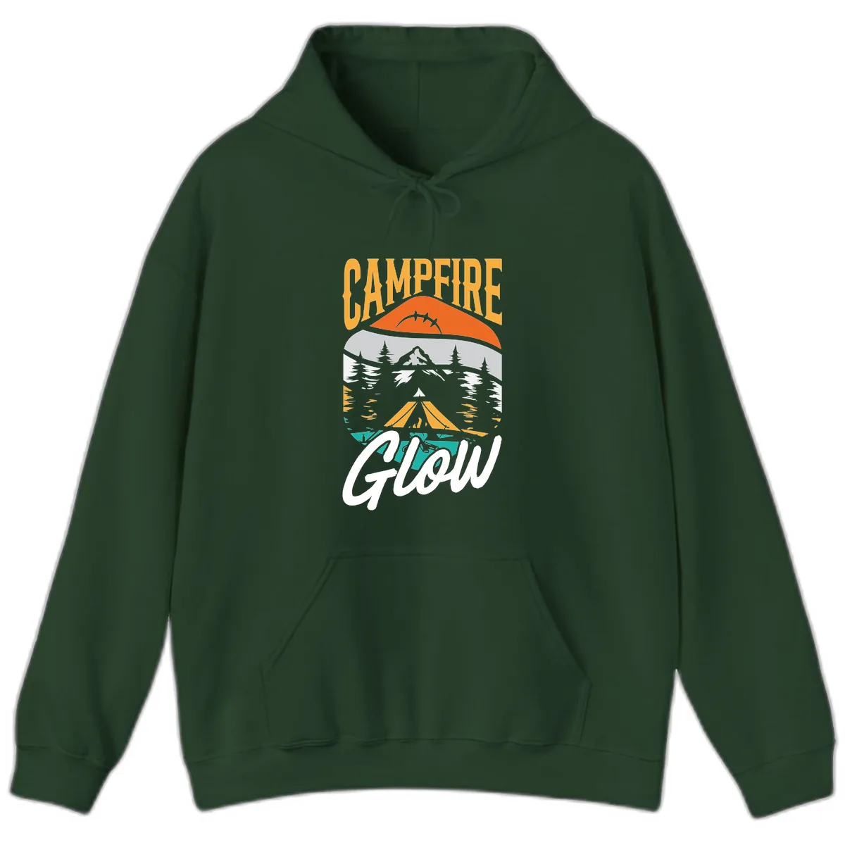 Campfire Glow Mountain Escape Hoodie in Forest Green