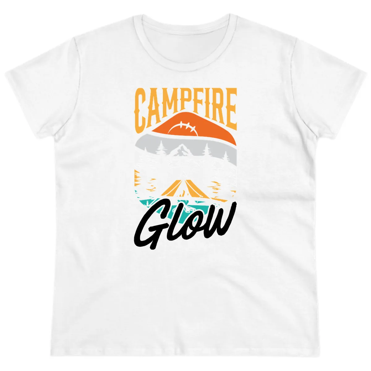 Campfire Glow Mountain Escape Ladies Tee in White