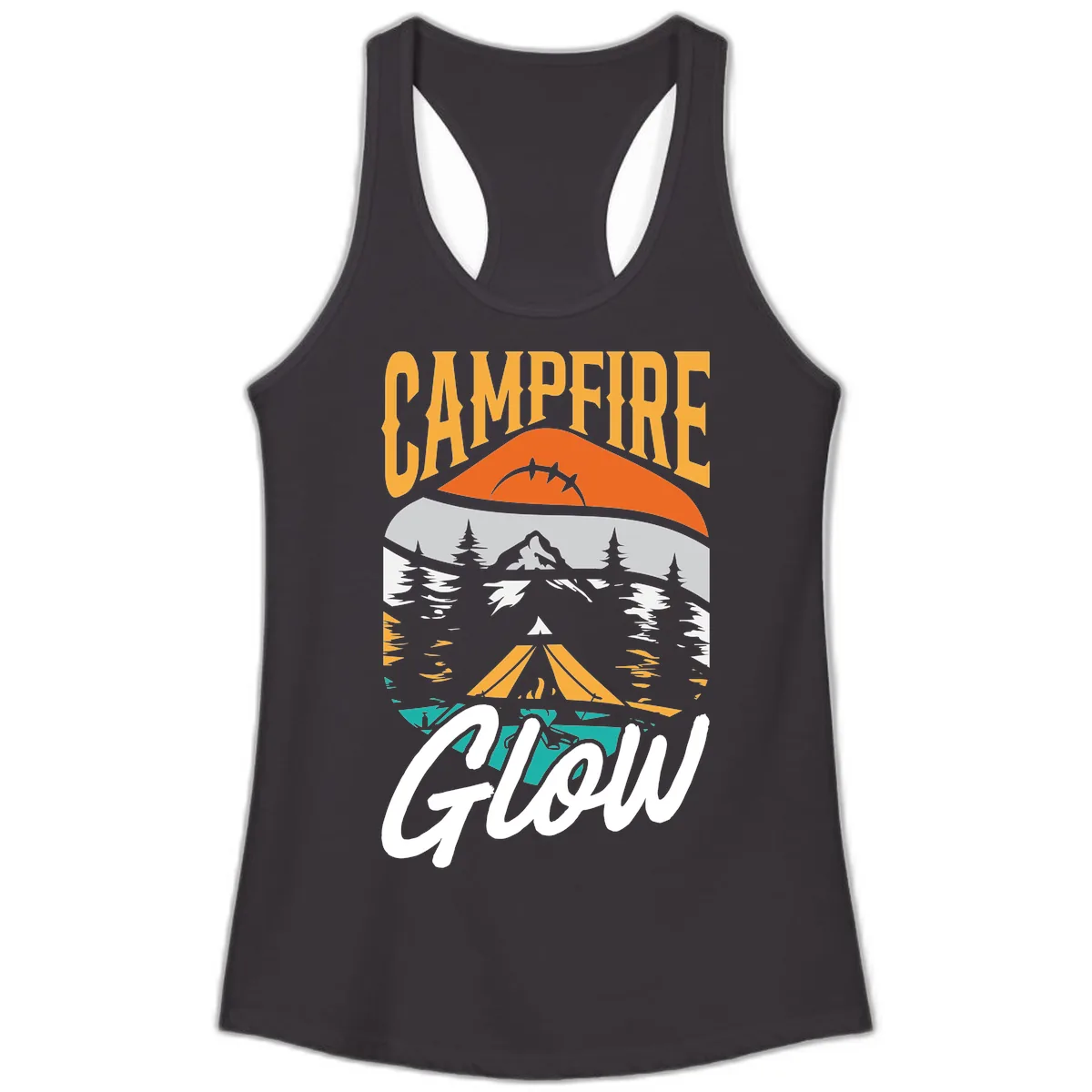 Campfire Glow Mountain Escape Ladies Tank in Black