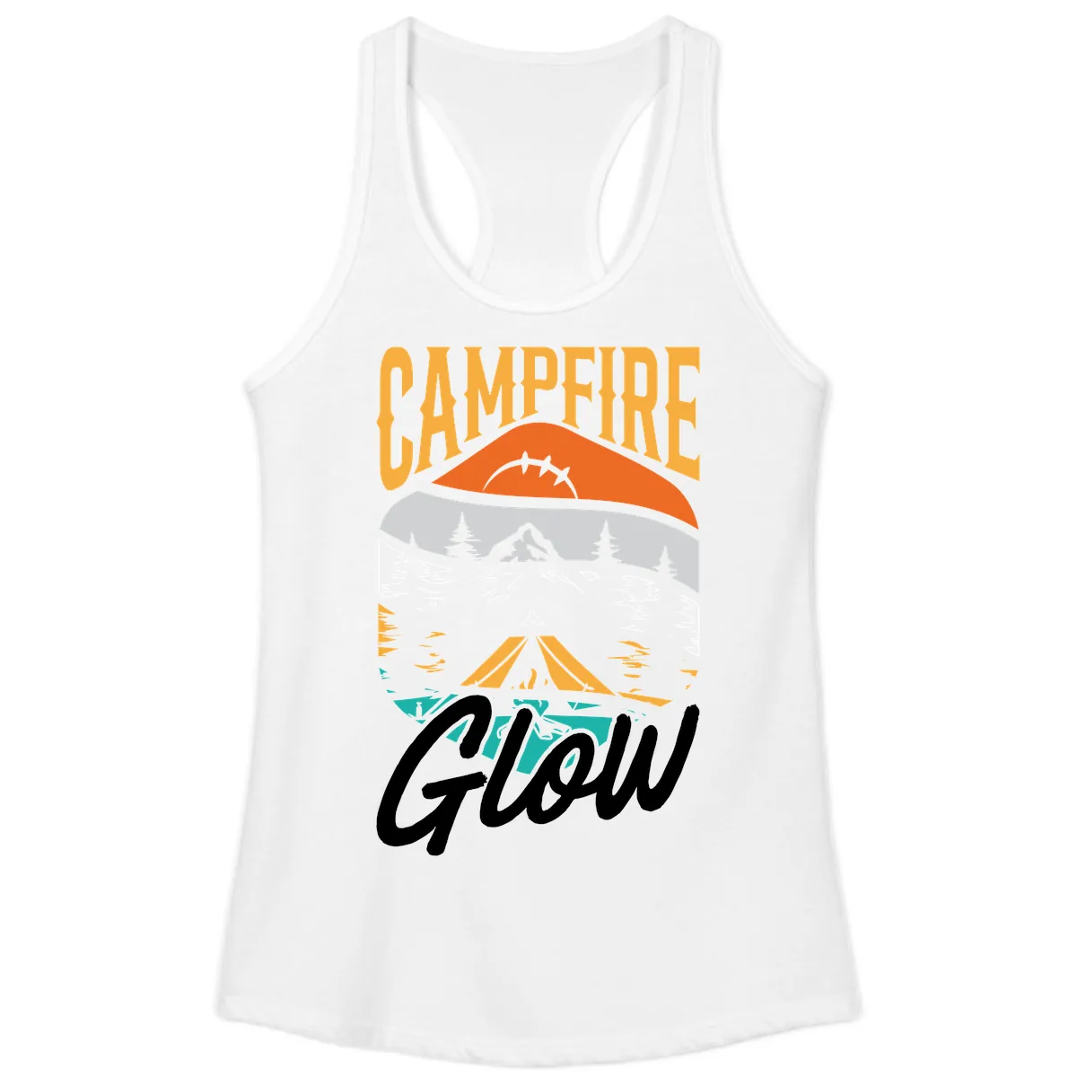 Campfire Glow Mountain Escape Ladies Tank in White