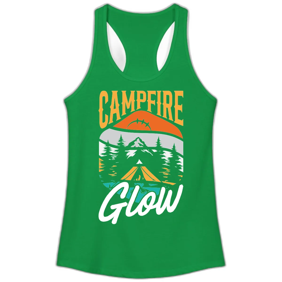 Campfire Glow Mountain Escape Ladies Tank in Solid Kelly Green