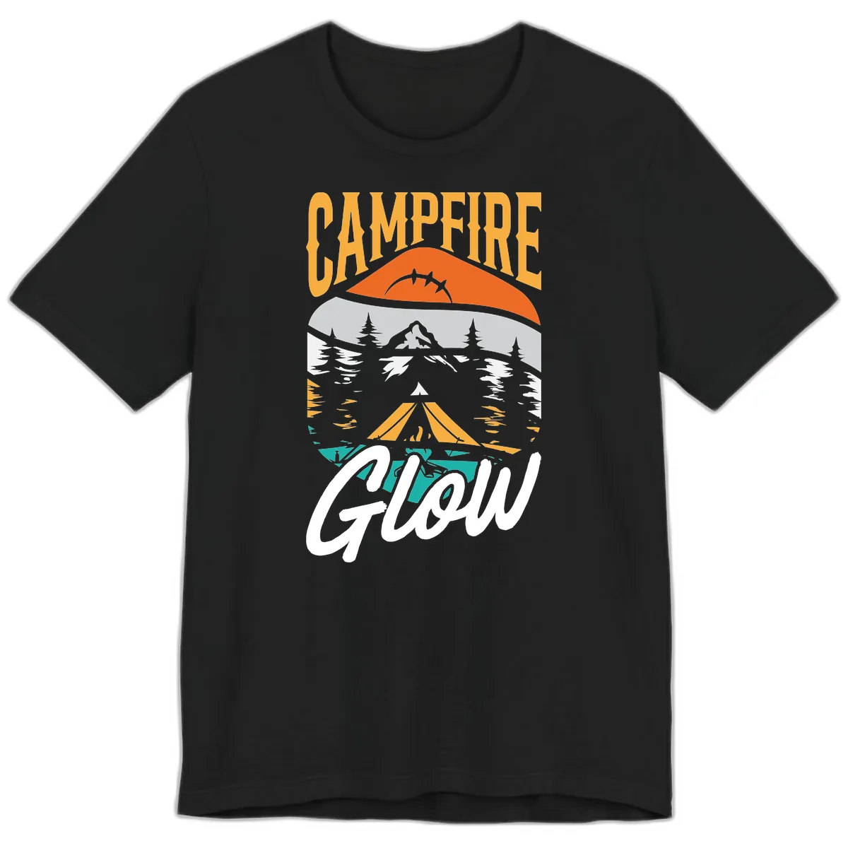 Campfire Glow Mountain Escape Premium T-Shirt in Black