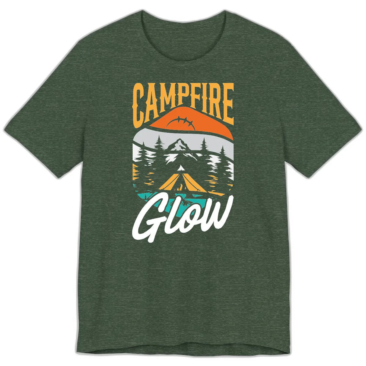 Campfire Glow Mountain Escape Premium T-Shirt in Heather Forest
