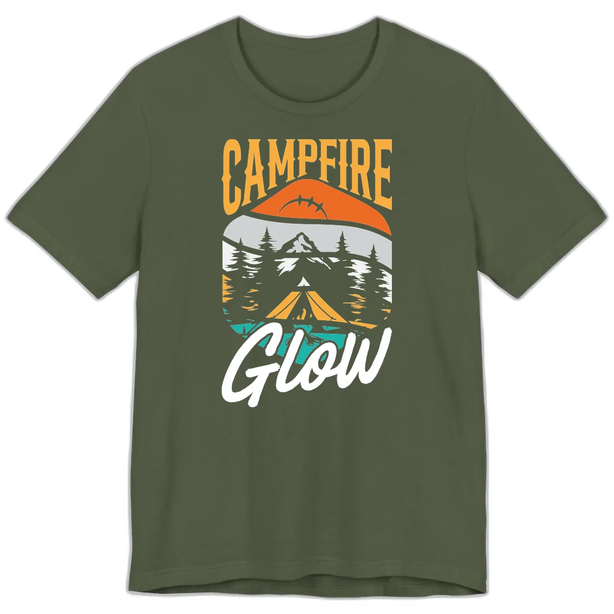 Campfire Glow Mountain Escape Premium T-Shirt in Military Green