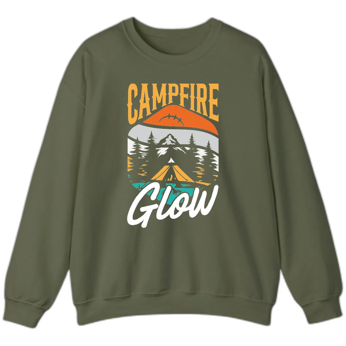 Campfire Glow Mountain Escape Sweatshirt in Military Green