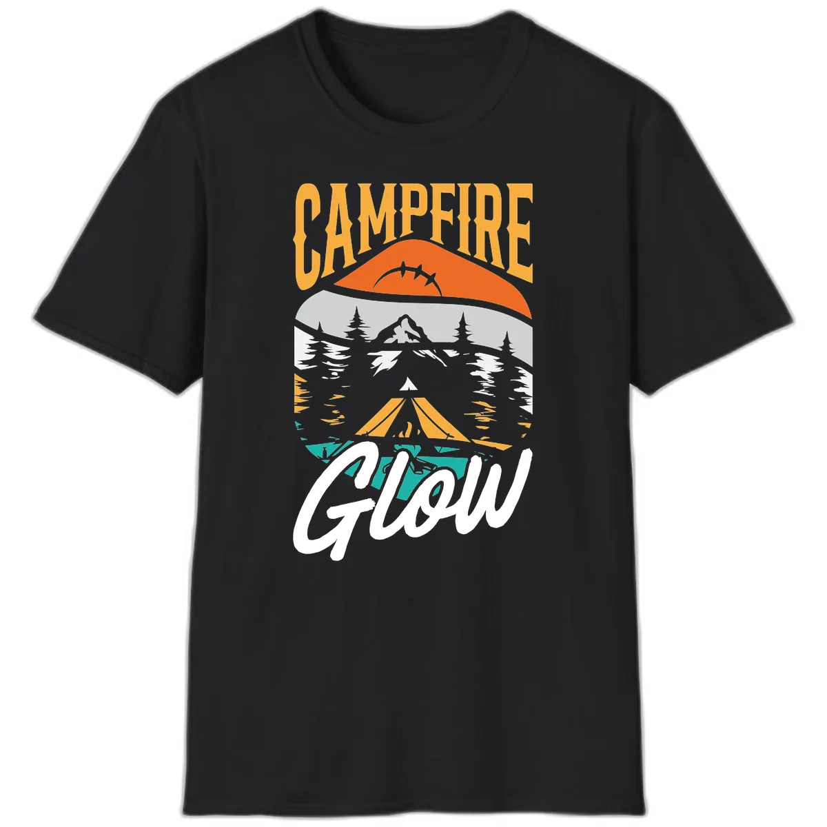 Campfire Glow Mountain Escape T-Shirt in Black