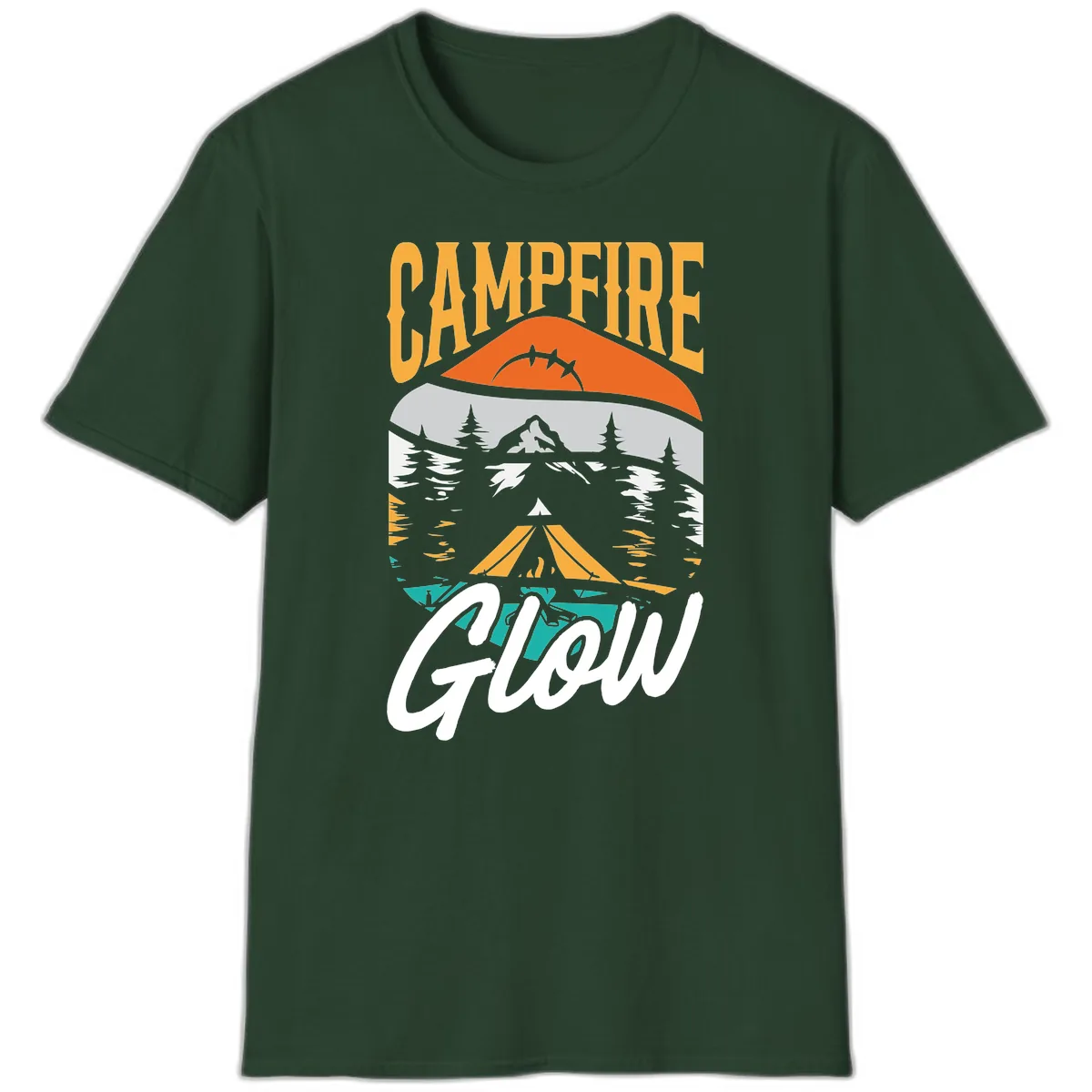 Campfire Glow Mountain Escape T-Shirt in Forest Green