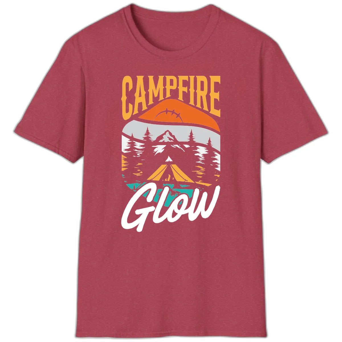 Campfire Glow Mountain Escape T-Shirt in Heather Cardinal