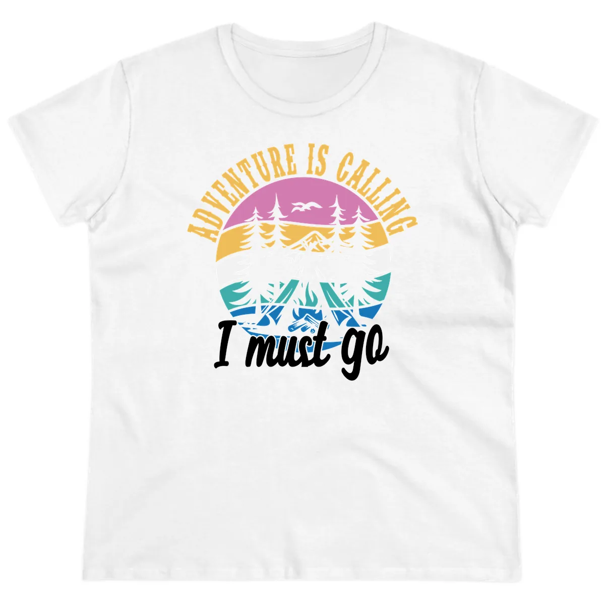 Adventure Is Calling I Must Go Ladies Tee in White
