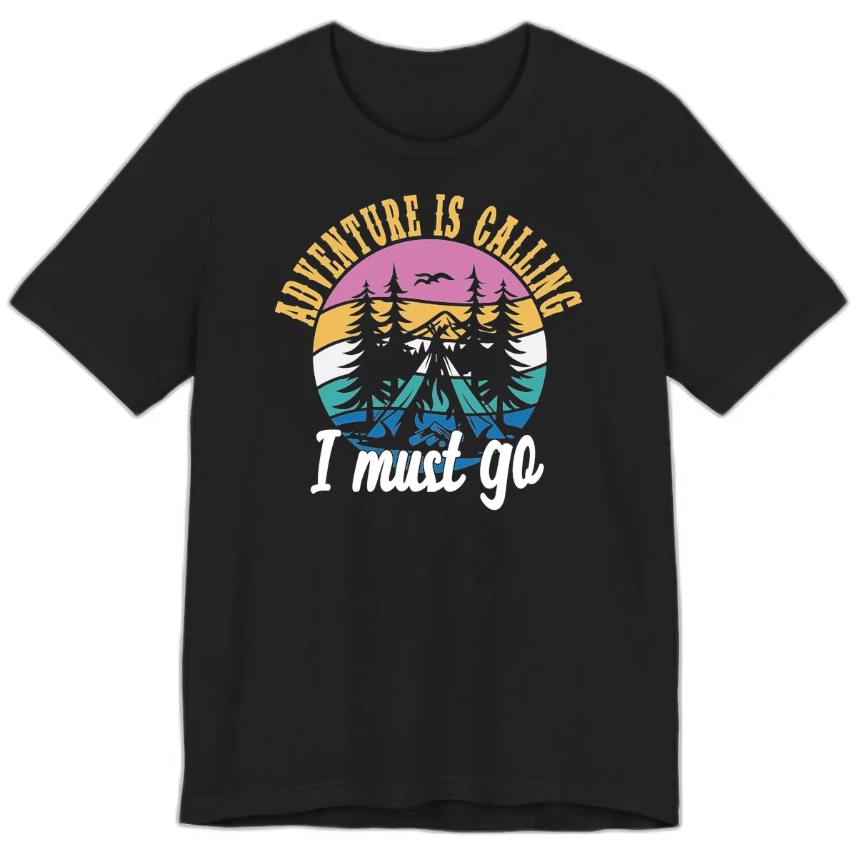 Adventure Is Calling I Must Go Premium T-Shirt in Black