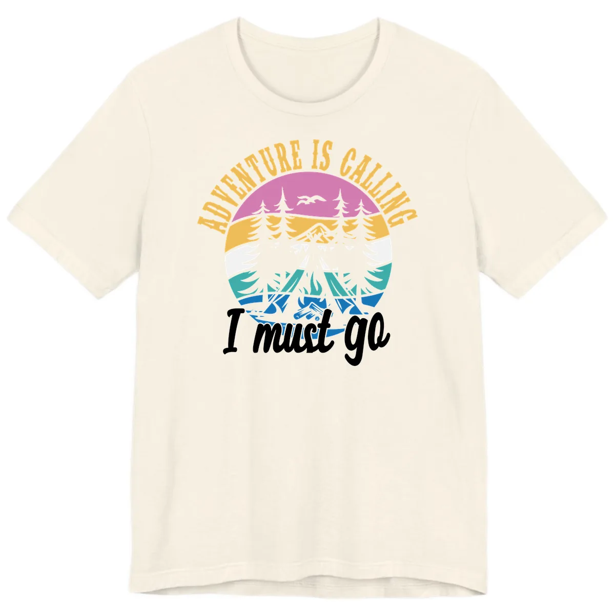 Adventure Is Calling I Must Go Premium T-Shirt in Natural