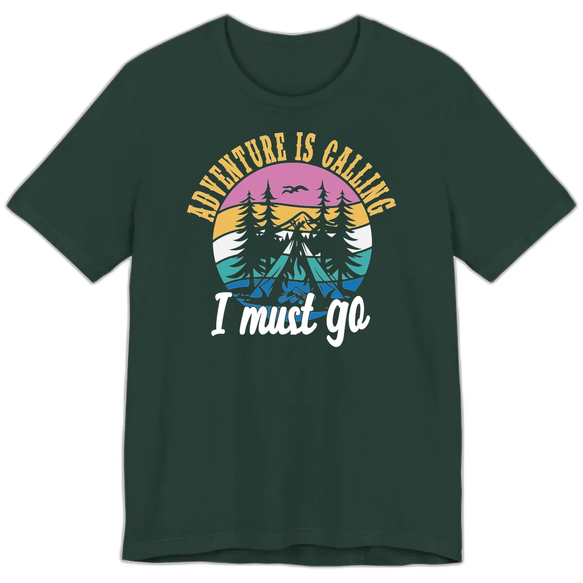 Adventure Is Calling I Must Go Premium T-Shirt in Forest