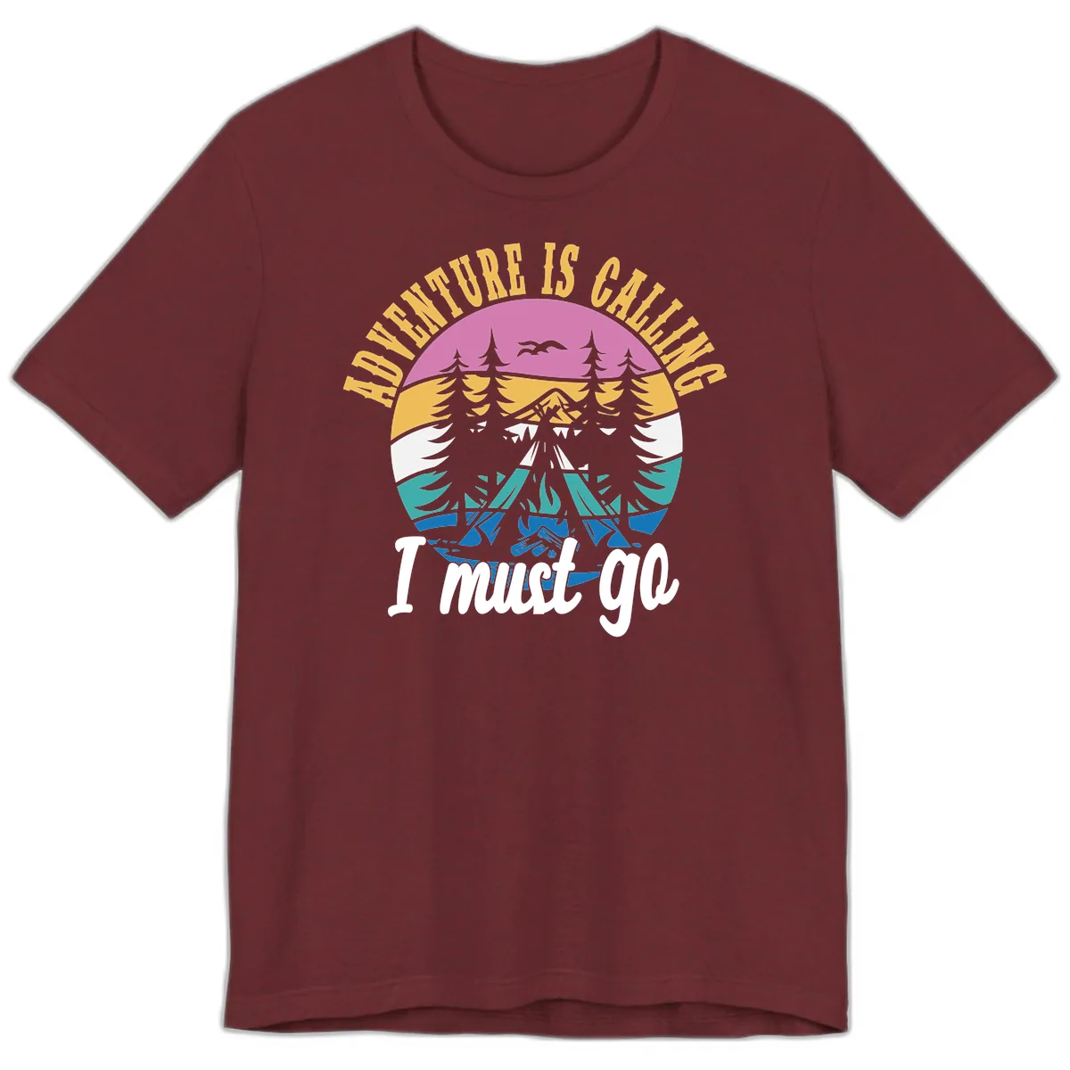 Adventure Is Calling I Must Go Premium T-Shirt in Heather Cardinal