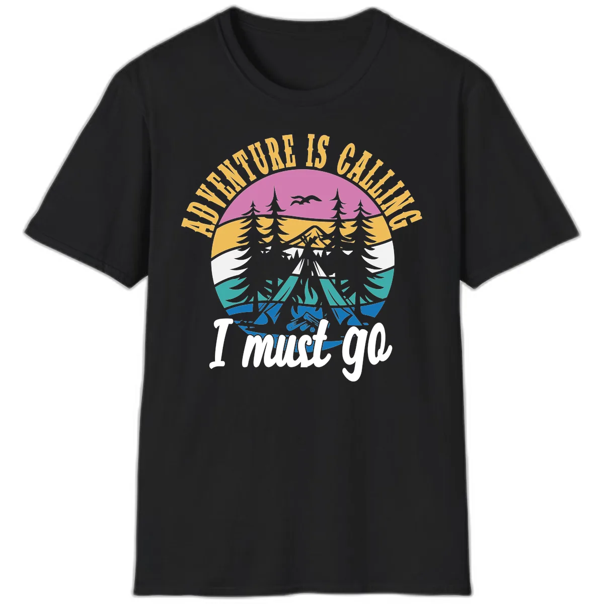 Adventure Is Calling I Must Go T-Shirt in Black