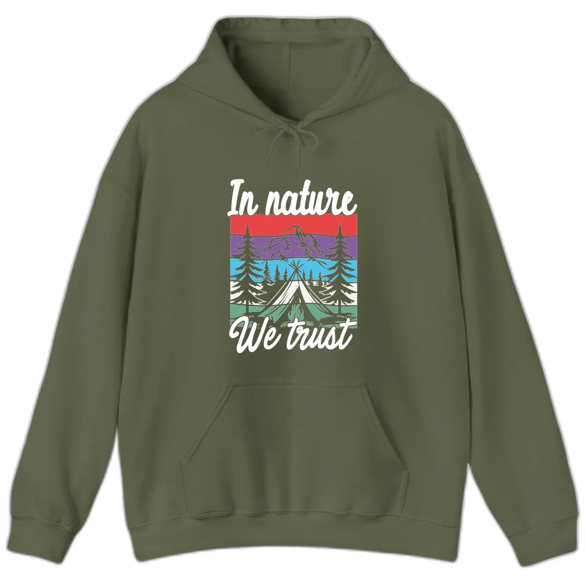 In Nature We Trust Hoodie in Military Green