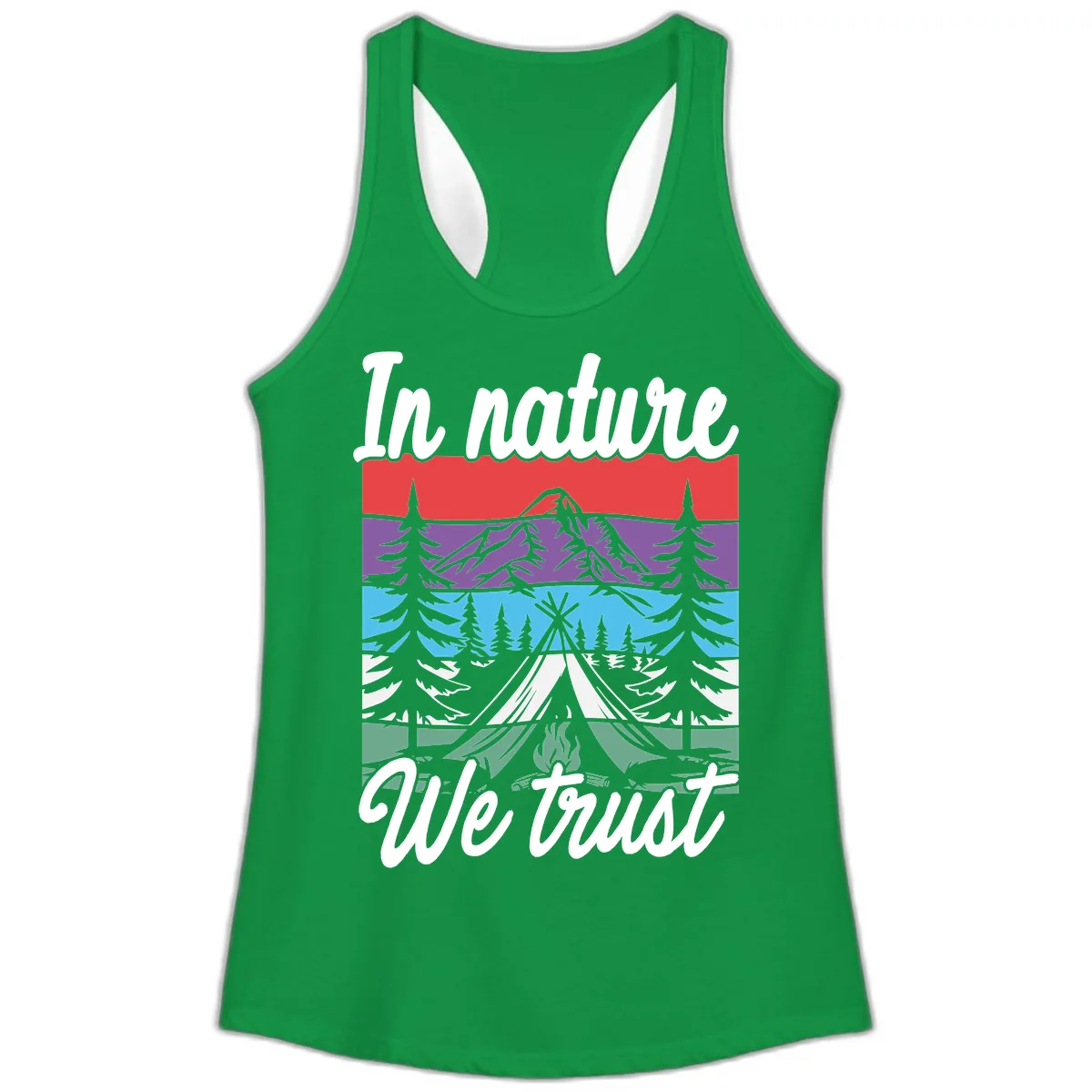 In Nature We Trust Ladies Tank in Solid Kelly Green