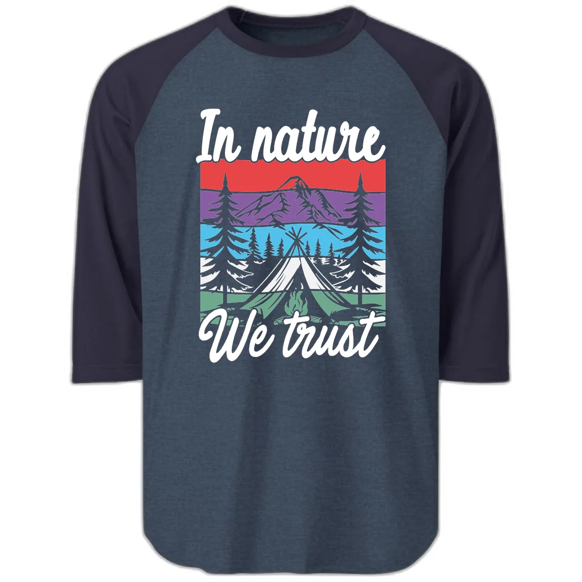 In Nature We Trust Raglan 3/4 in Heather Denim Navy